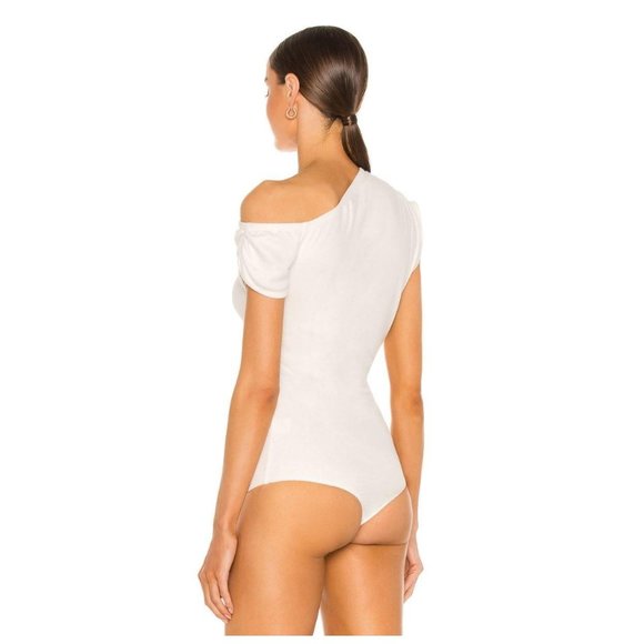 NWT H:OURS Off Shoulder Shirred Bodysuit in Ivory - Picture 5 of 7